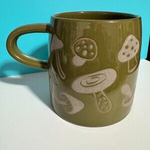 Large Stoneware Olive Green Mushroom Mug 30oz